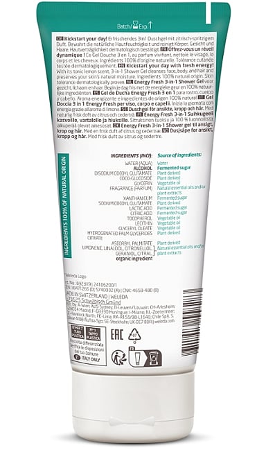 Men Energy Fresh 3 in 1 Shower Gel (Lemon + Cedarwood, 3 σε 1 Αφροντούς για τον άνδρα)